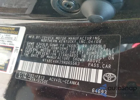 2009 Toyota Camry Le from USA, damaged, VIN 4T4BE46K29R065563